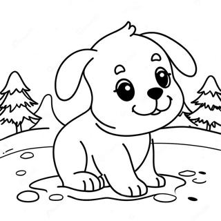 Legesyg Hvalp i Sne Malebog | Vinterhund malebog