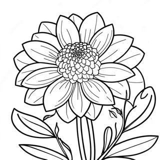 Dahlia blomst farvelægningsside | Dahlia malebog