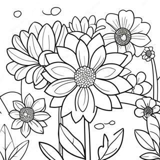 Smuk dahlia have farvelægningsside | Dahlia malebog
