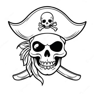 Farverig piratskull flag farvelægningsside | Pirateflag malebog