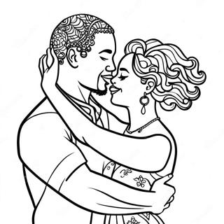 Romantisk Sort Par Danser Malebog | Sort Par malebog