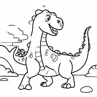 Dinosaur Kamp Scene Malebog | Dinosaur Kamp malebog