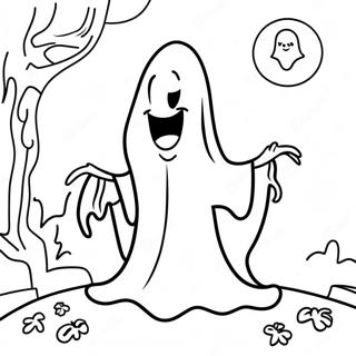 Skræmmende Halloween spøgelse farvelægningsside | Oktober malebog
