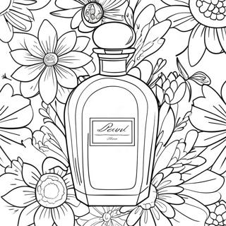 Elegant parfume flaske med blomster farvelægningsside | Parfume malebog