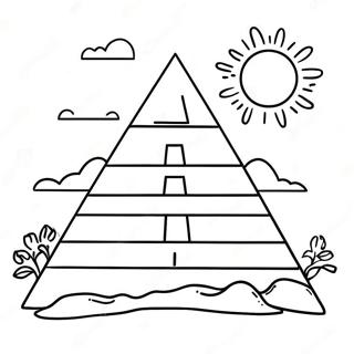 Farverig Pyramide med Sol Farvelægningsside | Pyramide malebog