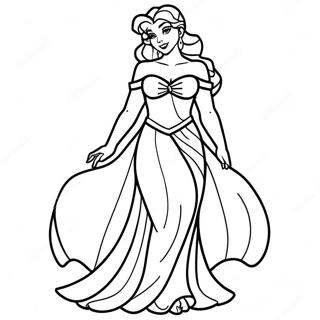 Megara i Elegant Kjole Farvelægningsside | Megara malebog