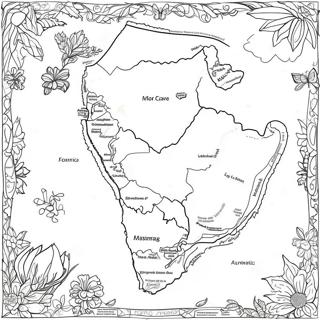 Sydafrika Kort Farvelægningsside | Sydafrika malebog