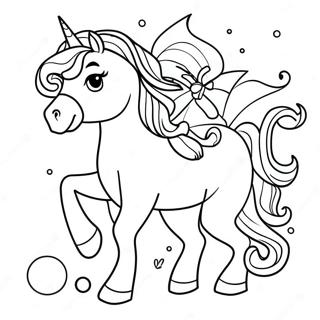 Elegant Prinsesse med en Funklende Hest Malebog | Prinsessehest malebog