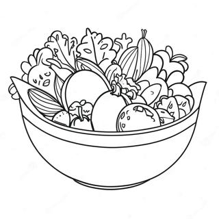 Farverig salatskål farvelægningsside | Salat malebog
