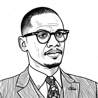 Malcolm X Portræt Farvelægningsside | Malcolm X malebog