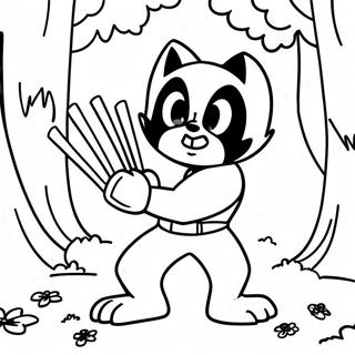 Sød Wolverine i en skov farvelægningsside | Wolverine Dyr malebog
