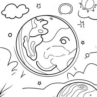 Farverig planet farvelægningsside | Cosmo malebog