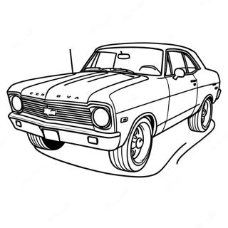 Chevy Nova klassisk bil farvelægningsside | Chevy Nova malebog