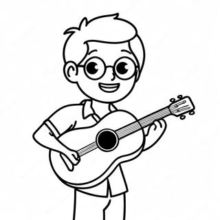 Cool dreng med ukulele farvelægningsside | DrengMedUke malebog