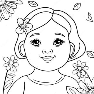 Sød Ava med blomster farvelægningsside | Ava malebog