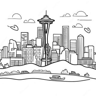 Seattle Skyline Farvelægningsside | Seattle malebog