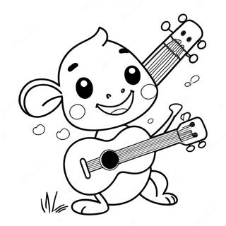 Sød tegneserie ukulele farvelægningsside | Ukulele malebog