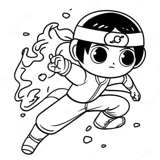 Rock Lee med ninja hovedbånd farvelægningsside | Rock Lee malebog