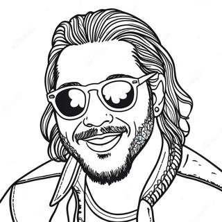 Post Malone med Solbriller Farvelægningsside | Post Malone malebog
