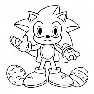 Sonic med Påskeæg Farvelægningsside | Sonic Påske malebog