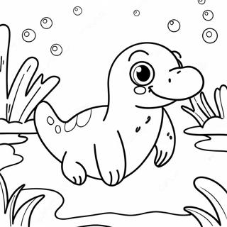 Sød Platypus svømmer farvelægningsside | Platypus malebog