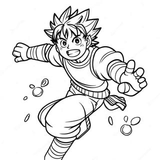 Izuku Midoriya i aktion farvelægningsside | MHA malebog