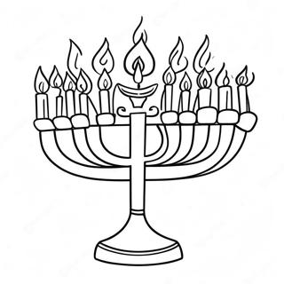 Farverig menorah farvelægningsside | Jødisk malebog