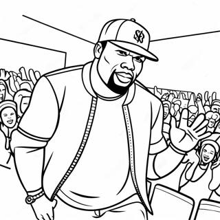 50 Cent Optræder på Scene Farvelægningsside | 50 Cent malebog