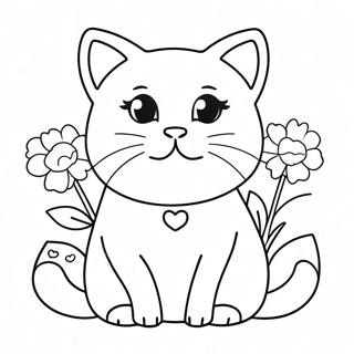 Sød Barbie Kat med Blomster Malebog | Barbie Kat malebog