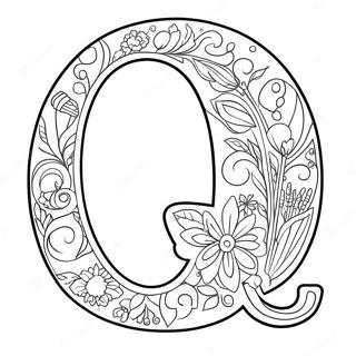 Brev Q Farvelægningsside | Brev Q malebog