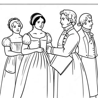 Stolthed og Fordom Karakterer Farvelægningsside | Jane Austen malebog