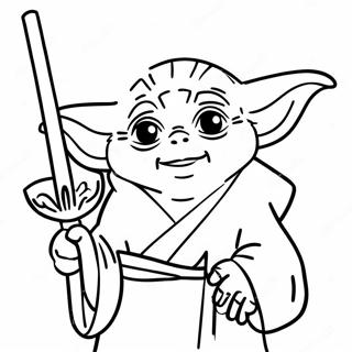 Sjov Yoda med Lyssværd Malebog | Yoda malebog