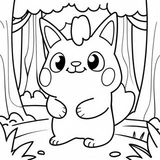 Sød Fakemon i en skov farvelægningsside | Fakemon malebog