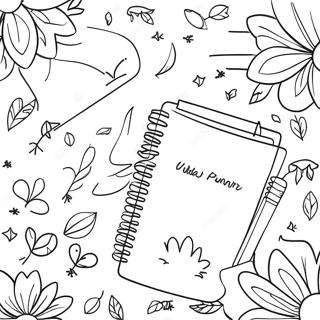 Sød Planlægger med Blomster Malebog | Planlægger malebog