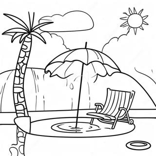 Solrig Dag ved Poolen Farvelægningsside | Pool malebog