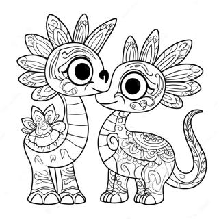 Farverige Alebrijes fra Coco farvelægningsside | Alebrijes Coco malebog