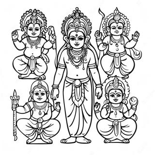 Vibrerende hindu guder farvelægningsside | Hindu malebog