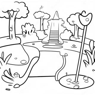 Farverige Mini Golf Forhindringer Malebog | Mini Golf malebog