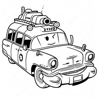 Ghostbusters Ecto 1 farvelægningsside | Ghostbusters Ecto 1 malebog