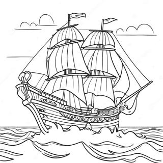 Farverigt Piratskib til Havs Malebog | Piratskib malebog