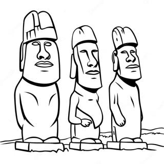 Påskeøen Moai Statuer Farvelægningsside | Påskeøen malebog