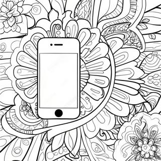 iPhone 14 med Farverig Baggrund Farvelægningsside | iPhone 14 malebog