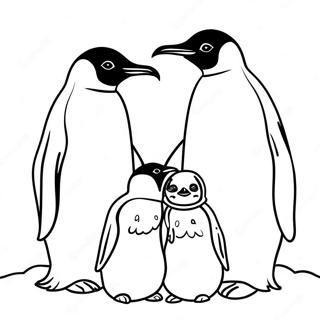 Sød kejsersvane familie farvelægningsside | Kejsarpenguin malebog