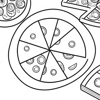 Farverig Brøk Pizza Skive Malebog | Brøk malebog