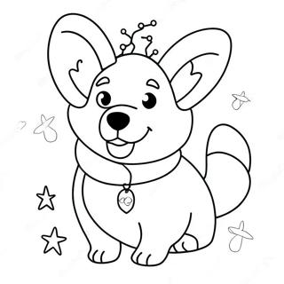 Festiv Jule Corgi med Lyskæder Malebog | Jule Corgi malebog
