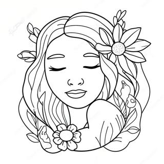 Smuk Moder Jord med Blomster Malebog | Moder Jord malebog