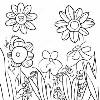 Vildblomst Have Farvelægningsside | Vildblomst malebog
