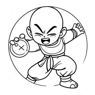 Krillin med Energi Kugle Farvelægningsside | Krillin malebog