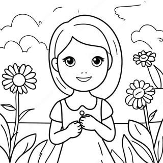 Charmerende Chloe i en blomsterhave farvelægningsside | Chloe malebog