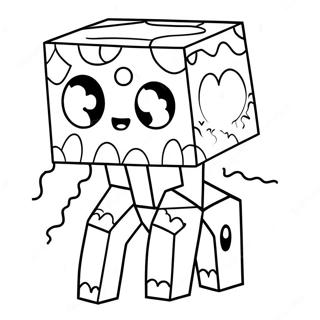 Sød Minecraft Ghast med Store Øjne Malebogsside | Minecraft Ghast malebog